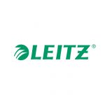 Logo von Leitz in grüner Schrift mit stilisierten Linien und einem registrierten Trademark-Symbol.