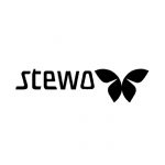 Logo von Stewo mit dem Schriftzug und einem Schmetterlingssymbol.