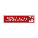 Logo der Marke Brunnen in roter Schrift auf weißem Hintergrund.